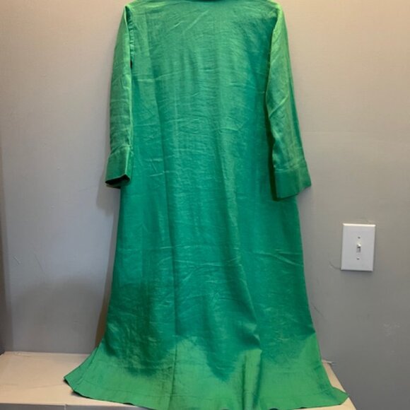 J. Jill Love Linen Shirt Dress Ocean Green Button Down Midi, Size M, NEW - Picture 7 of 12